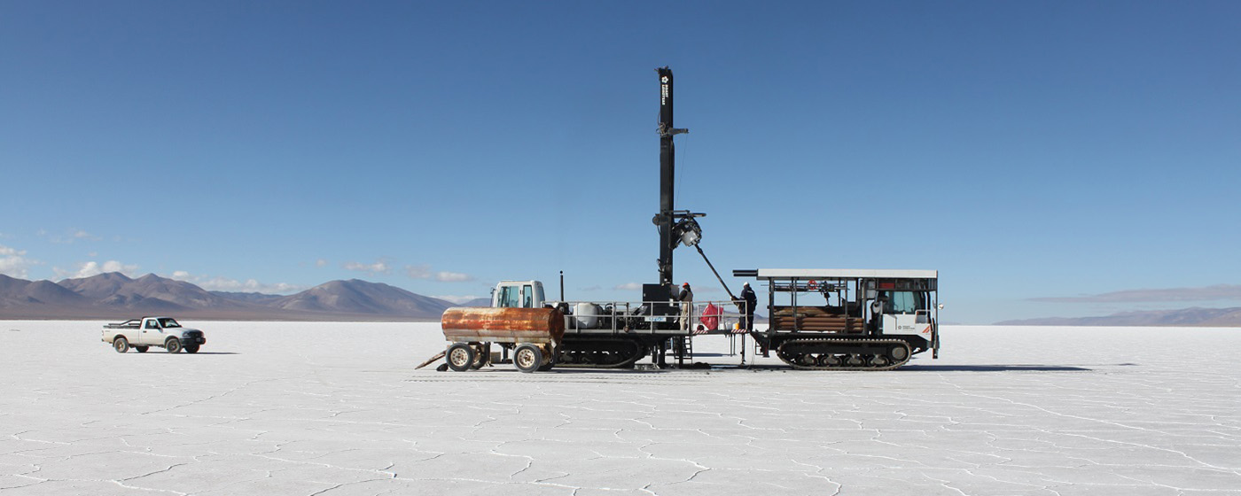 Sonic core drilling in the Olaroz Salar, Argentina.